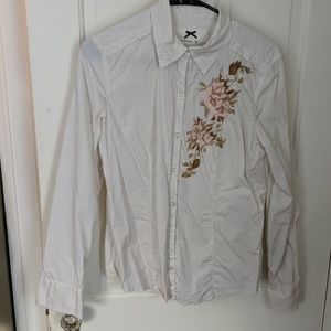 Floral Embroidery Button Down